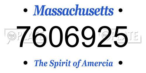 7606925 Massachusetts License Plate