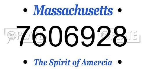 7606928 Massachusetts License Plate