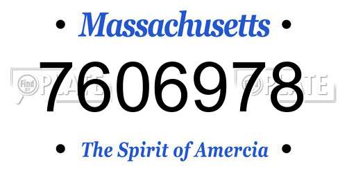 7606978 Massachusetts License Plate