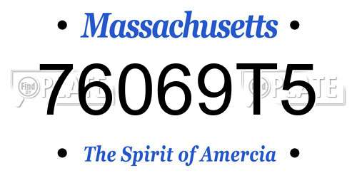 76069T5 Massachusetts License Plate