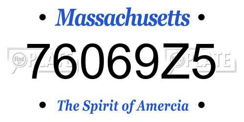 76069Z5 Massachusetts License Plate