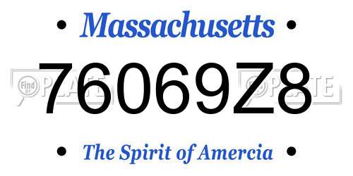 76069Z8 Massachusetts License Plate