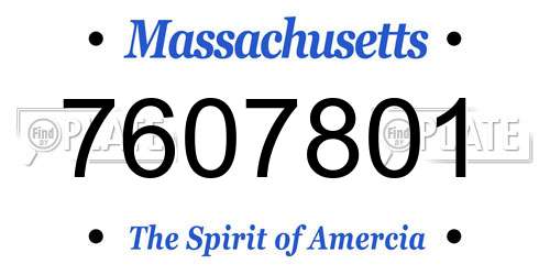 7607801 Massachusetts License Plate
