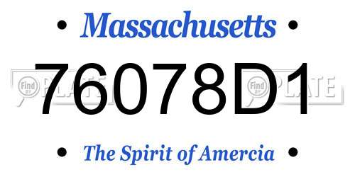 76078D1 Massachusetts License Plate