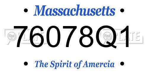 76078Q1 Massachusetts License Plate