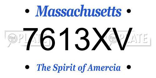 7613XV Massachusetts License Plate