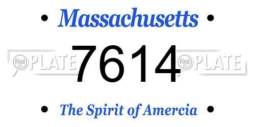 7614 Massachusetts License Plate