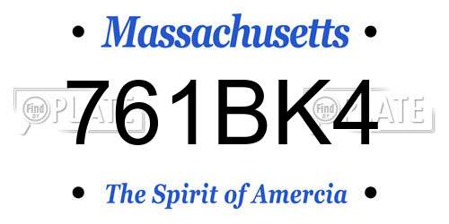 761BK4 Massachusetts License Plate