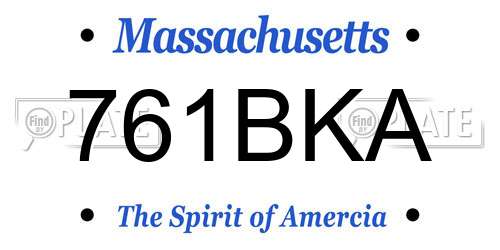 761BKA Massachusetts License Plate