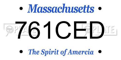 761CED Massachusetts License Plate