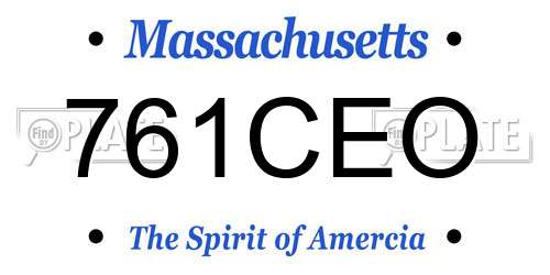761CEO Massachusetts License Plate