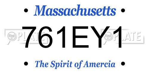 761EY1 Massachusetts License Plate