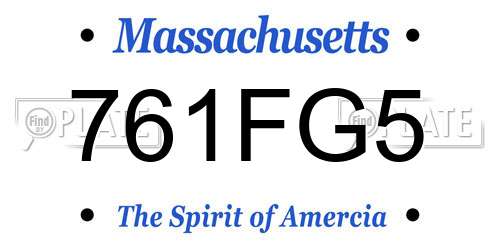 761FG5 Massachusetts License Plate