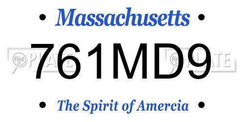 761MD9 Massachusetts License Plate