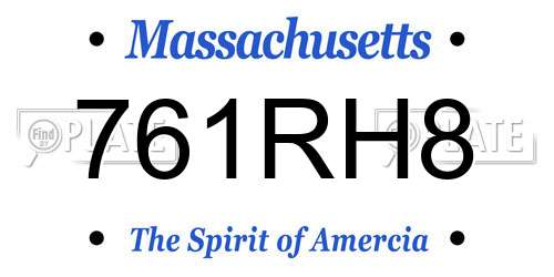 761RH8 Massachusetts License Plate