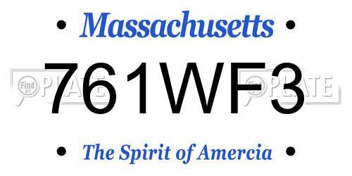 761WF3 Massachusetts License Plate