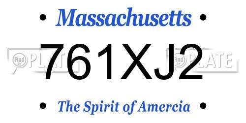 761XJ2 Massachusetts License Plate