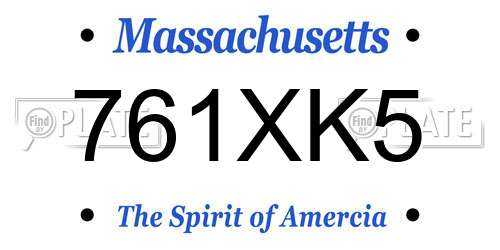 761XK5 Massachusetts License Plate