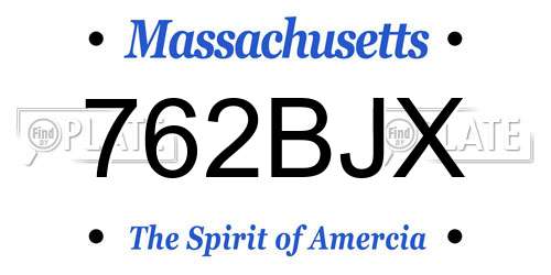 762BJX Massachusetts License Plate
