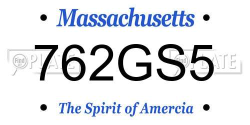 762GS5 Massachusetts License Plate
