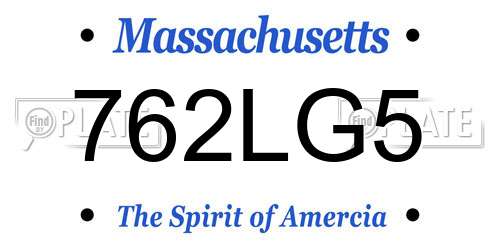 762LG5 Massachusetts License Plate