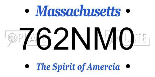 762NM0 Massachusetts License Plate