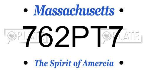 762PT7 Massachusetts License Plate