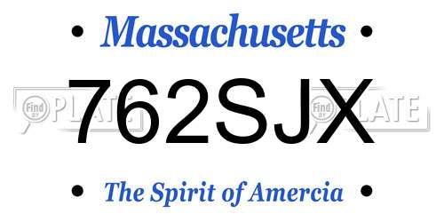 762SJX Massachusetts License Plate