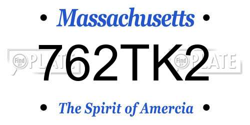 762TK2 Massachusetts License Plate