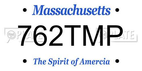 762TMP Massachusetts License Plate