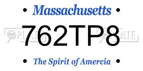 762TP8 Massachusetts License Plate