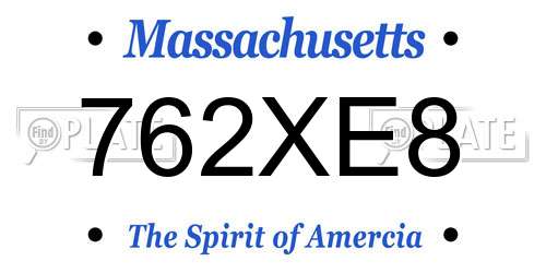 762XE8 Massachusetts License Plate