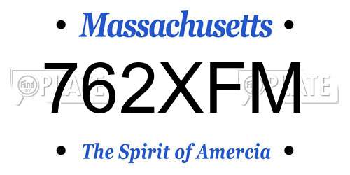 762XFM Massachusetts License Plate