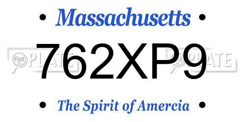 762XP9 Massachusetts License Plate
