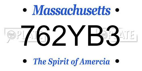 762YB3 Massachusetts License Plate