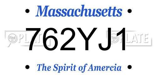 762YJ1 Massachusetts License Plate
