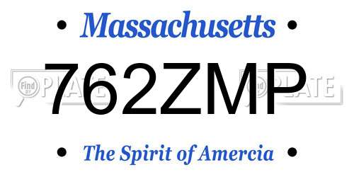762ZMP Massachusetts License Plate