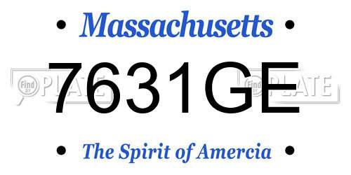 7631GE Massachusetts License Plate