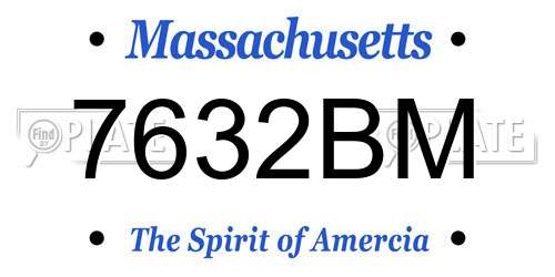 7632BM Massachusetts License Plate