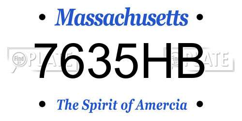 7635HB Massachusetts License Plate
