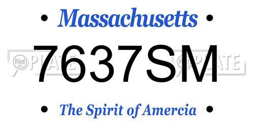 7637SM Massachusetts License Plate