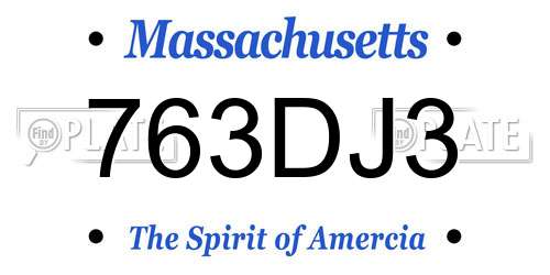 763DJ3 Massachusetts License Plate
