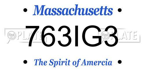 763IG3 Massachusetts License Plate