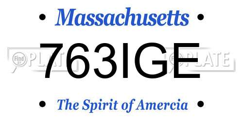 763IGE Massachusetts License Plate