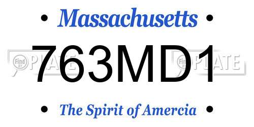 763MD1 Massachusetts License Plate