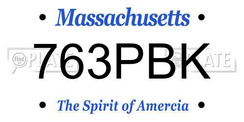 763PBK Massachusetts License Plate