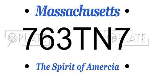 763TN7 Massachusetts License Plate