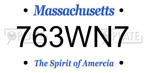 763WN7 Massachusetts License Plate