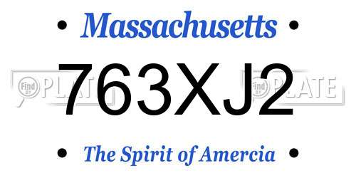 763XJ2 Massachusetts License Plate