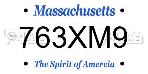 763XM9 Massachusetts License Plate
